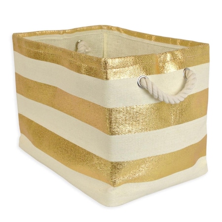 17 X 15 X 12 In. Paper Stripe Rectangle Basket, Gold - Large